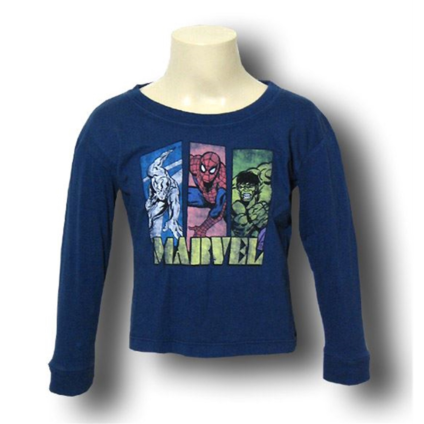 Marvel Kids Red Decco Hero Panels Long Sleeve T-Shirt, Blue
