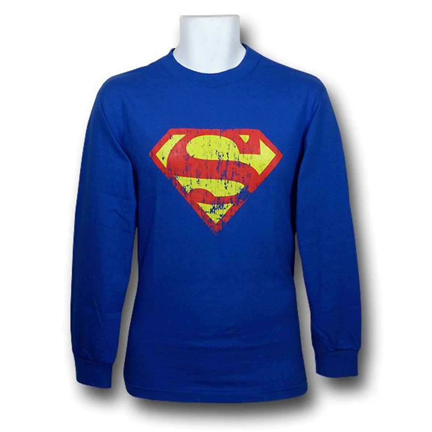 Superman Eroded Symbol Long Sleeve T-Shirt, Blue