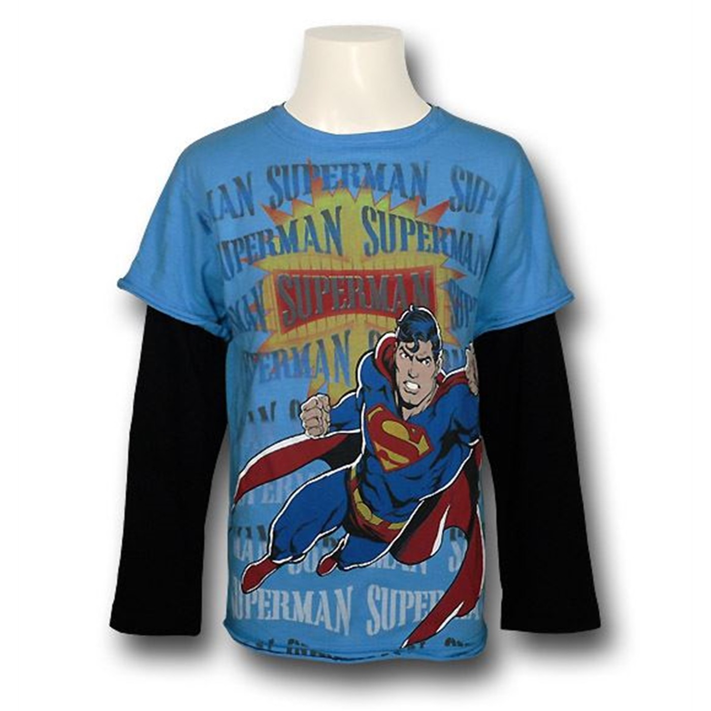 Superman Juvy 30s Pop Up Long Sleeve T-Shirt, Blue