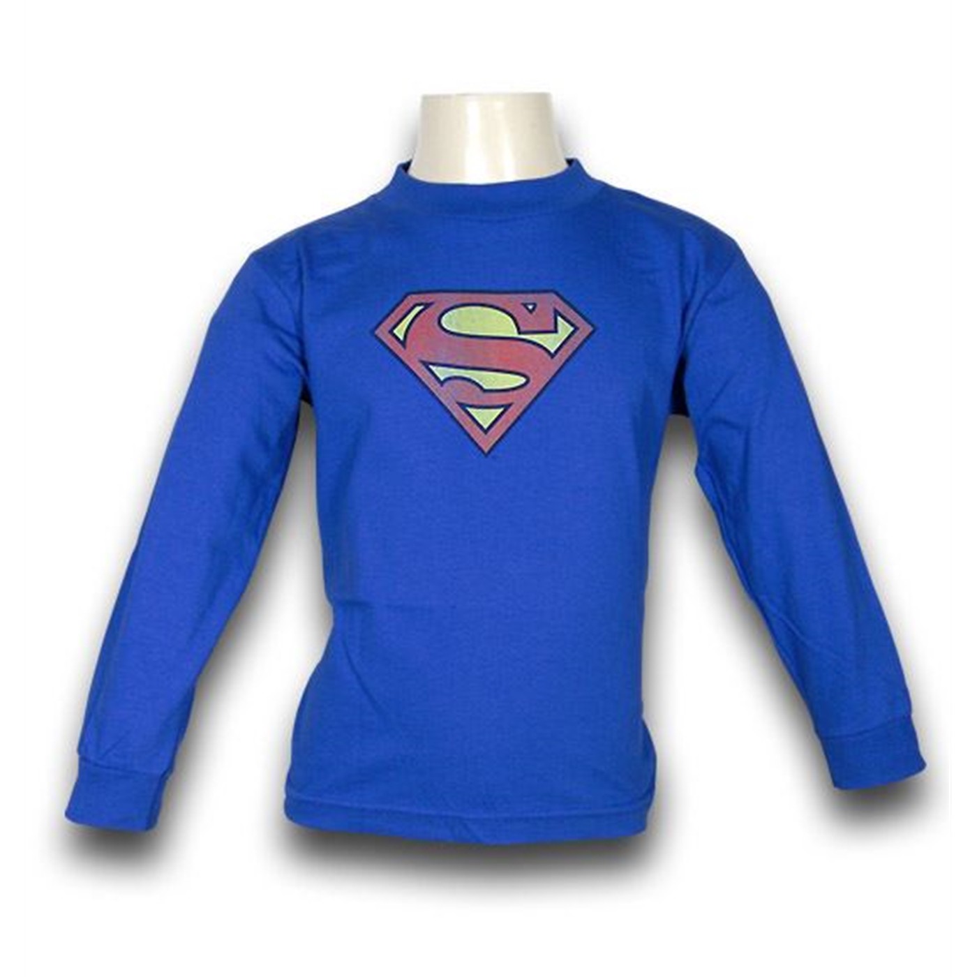 Superman Kids Dist Sym Long Sleeve T-Shirt, Blue