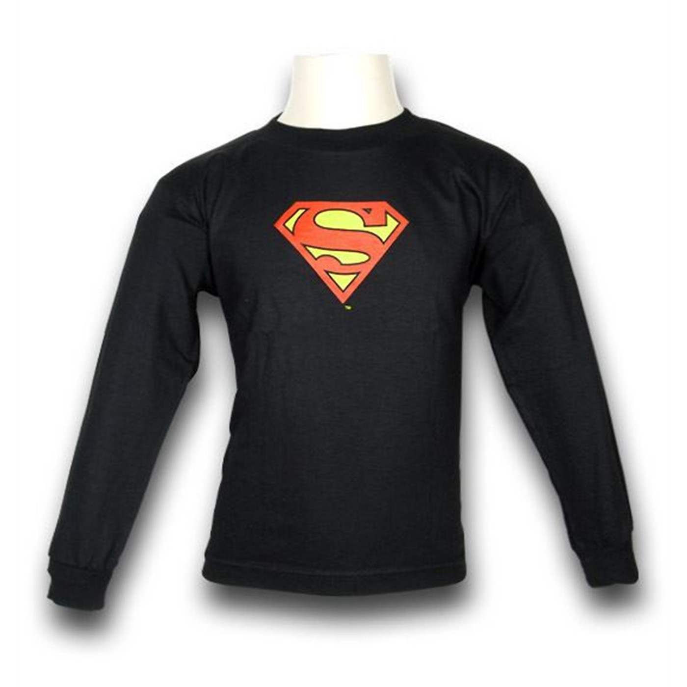 Superman Kids Symbol Black Long Sleeve T-Shirt, Black