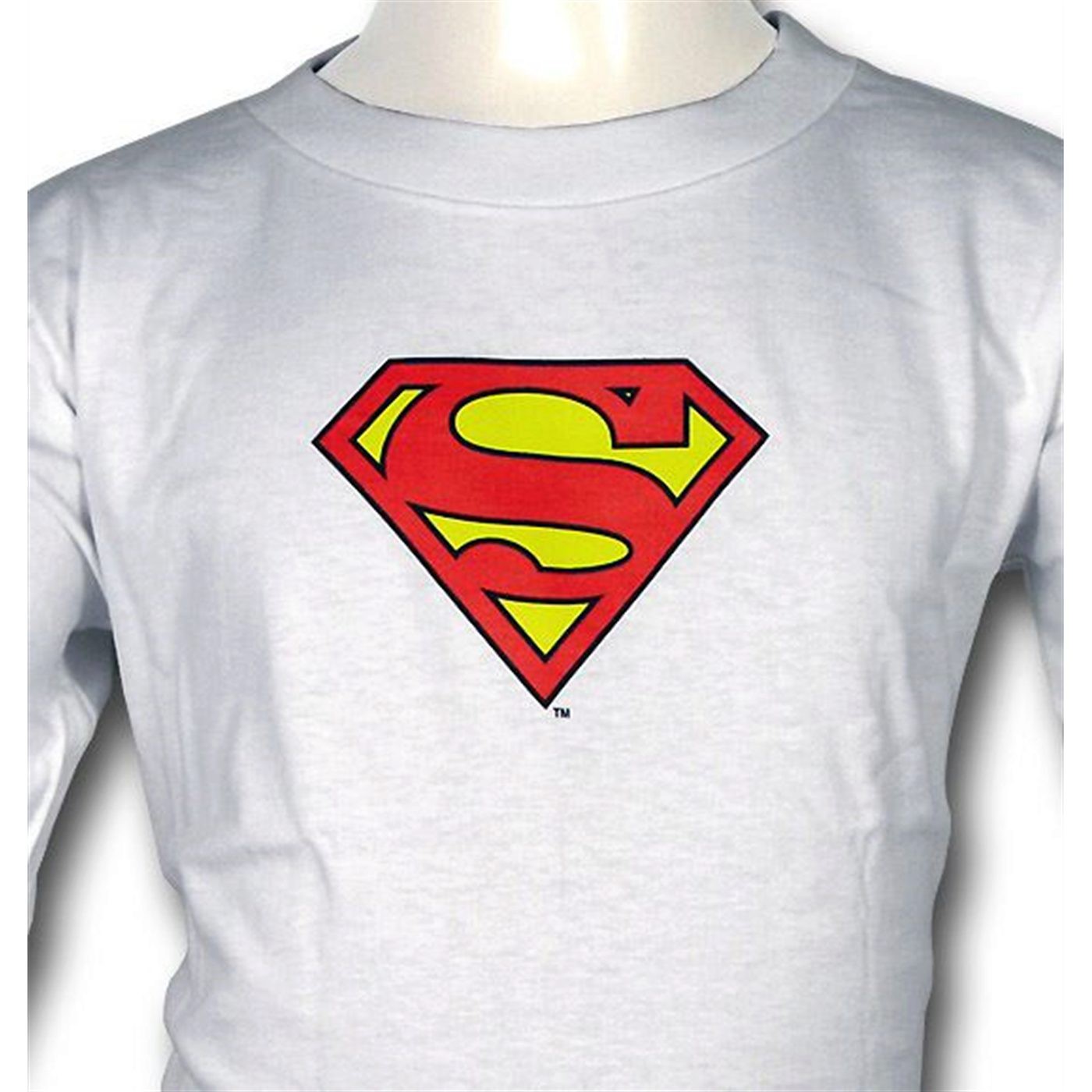 Superman Symbol White Long-Sleeve Juvenile T-Shirt, White