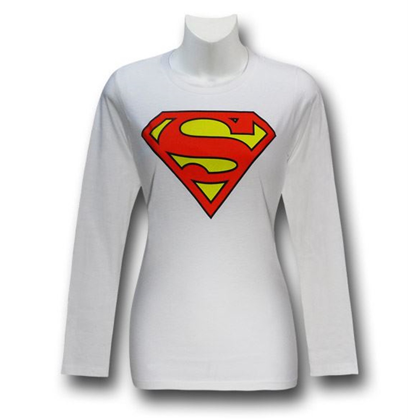 Superman Symbol Women's White Long Sleeve T-Shirt, White
