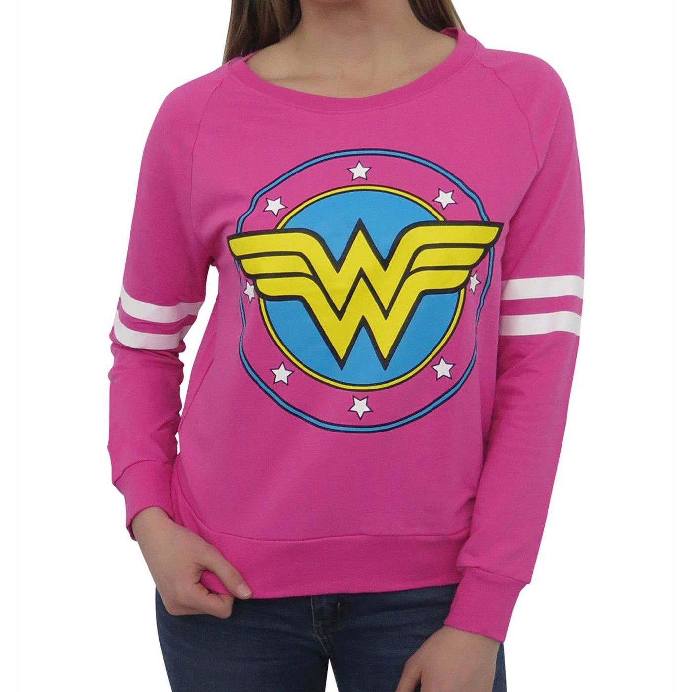 Wonder Woman Pink French Terry Longsleeve Women's T-Shirt, Pink