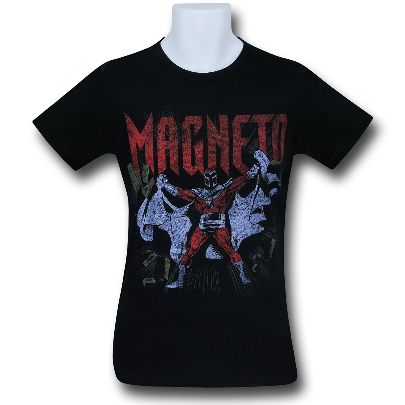 Magneto Burst Distressed Black T-Shirt, Black