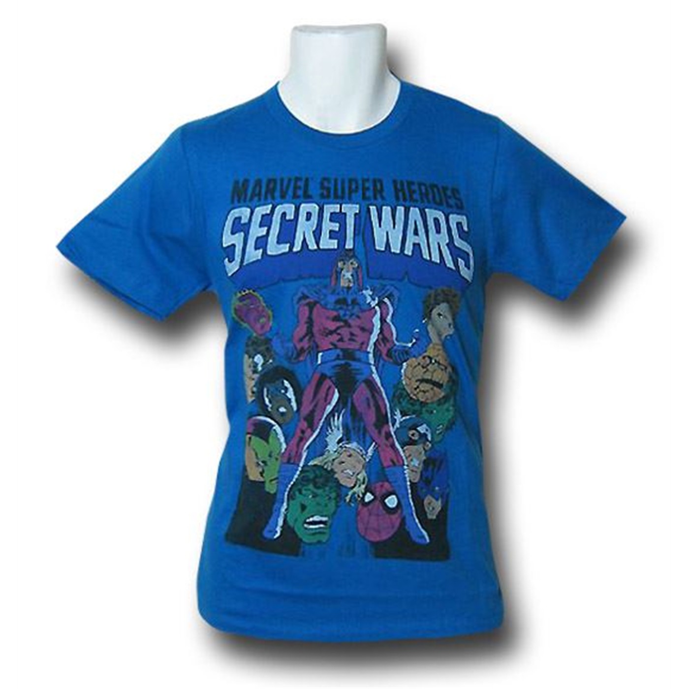 Marvel Distressed Secret Wars Heads T-Shirt, Blue