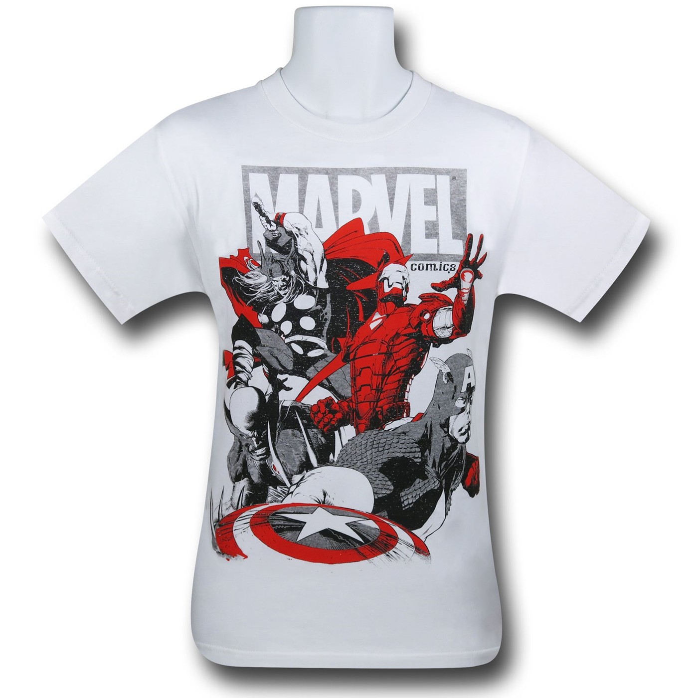 Avengers Then and Now T-Shirt, White