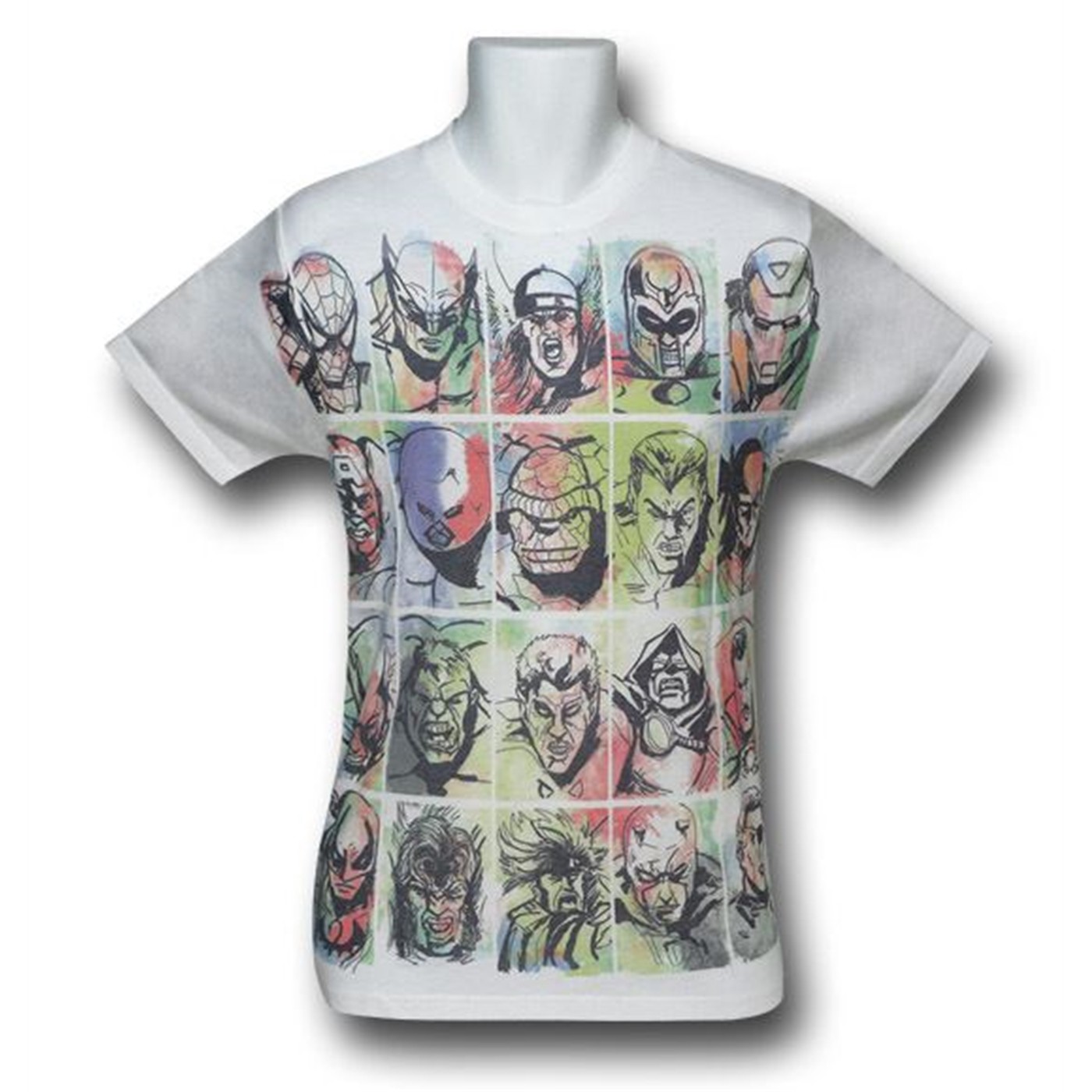 Marvel Artsy Headshots Sublimation T-Shirt, White