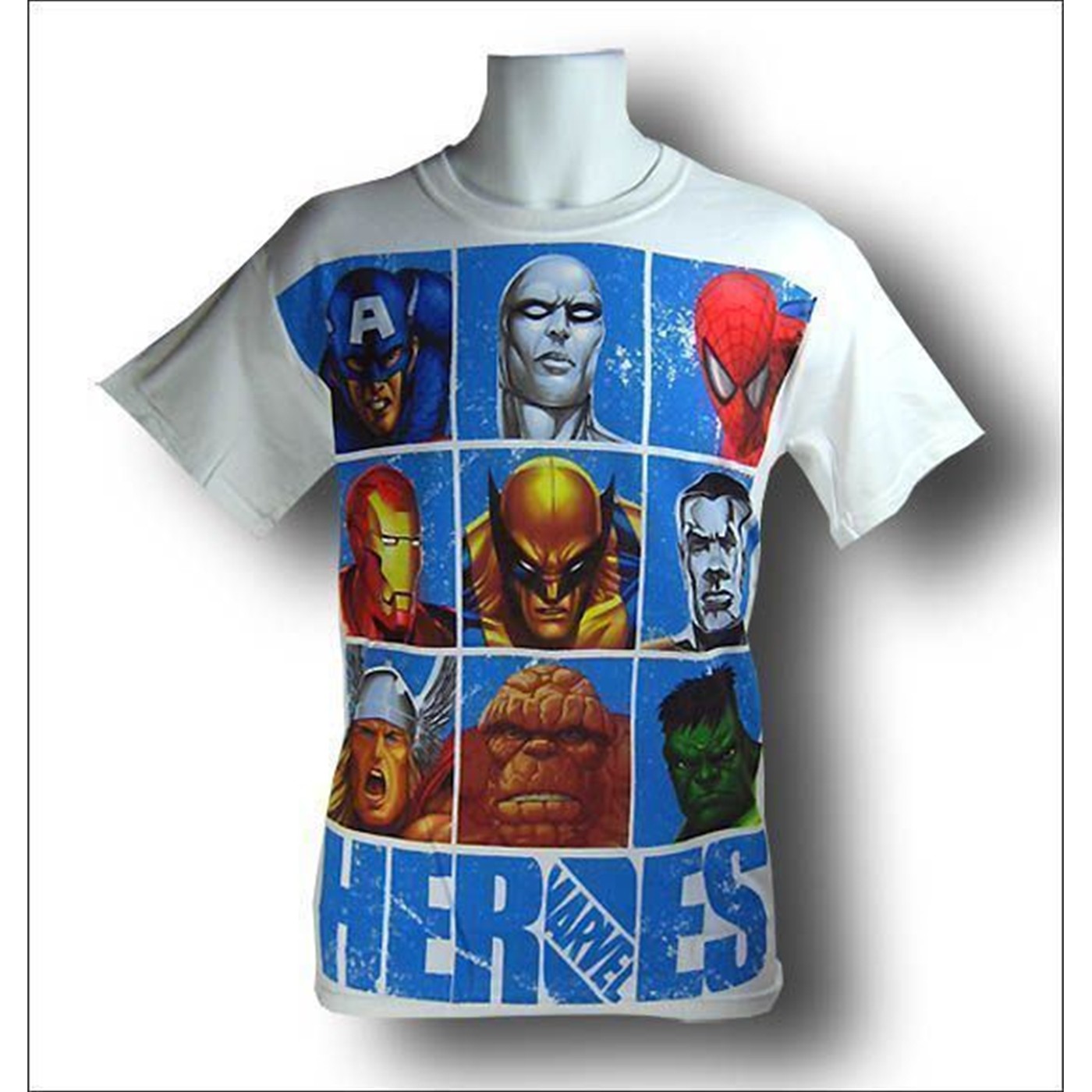 Marvel Heroes Blocked Faces White T-Shirt, White
