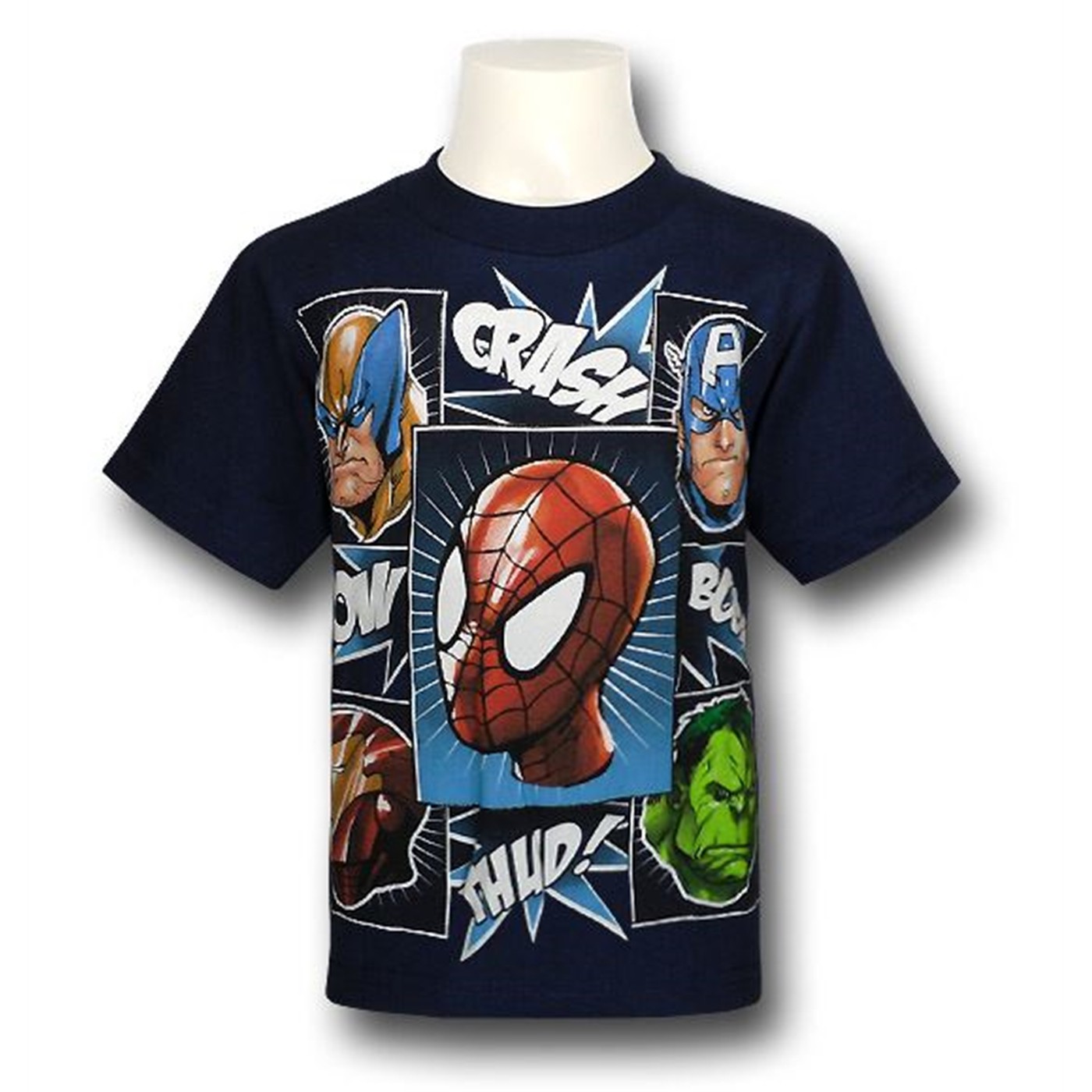 Marvel Crash Pow Boom Juvy T-Shirt, Blue