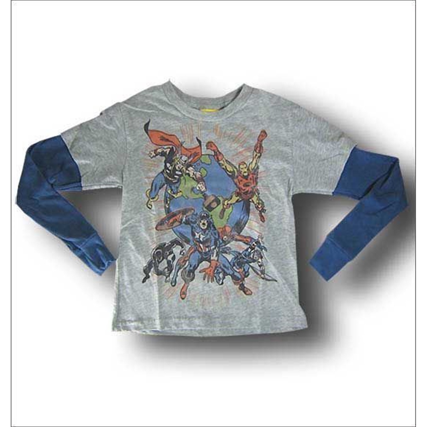 Avengers Double Sleeve Juvenile T-Shirt by Junk Food, Grey