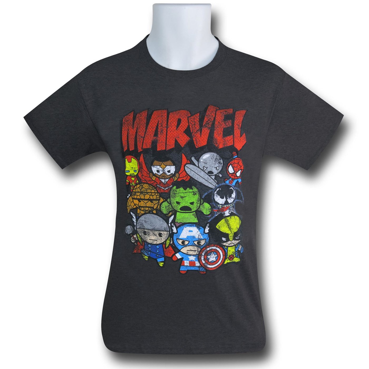Marvel Kawaii Group on Grey T-Shirt, Grey