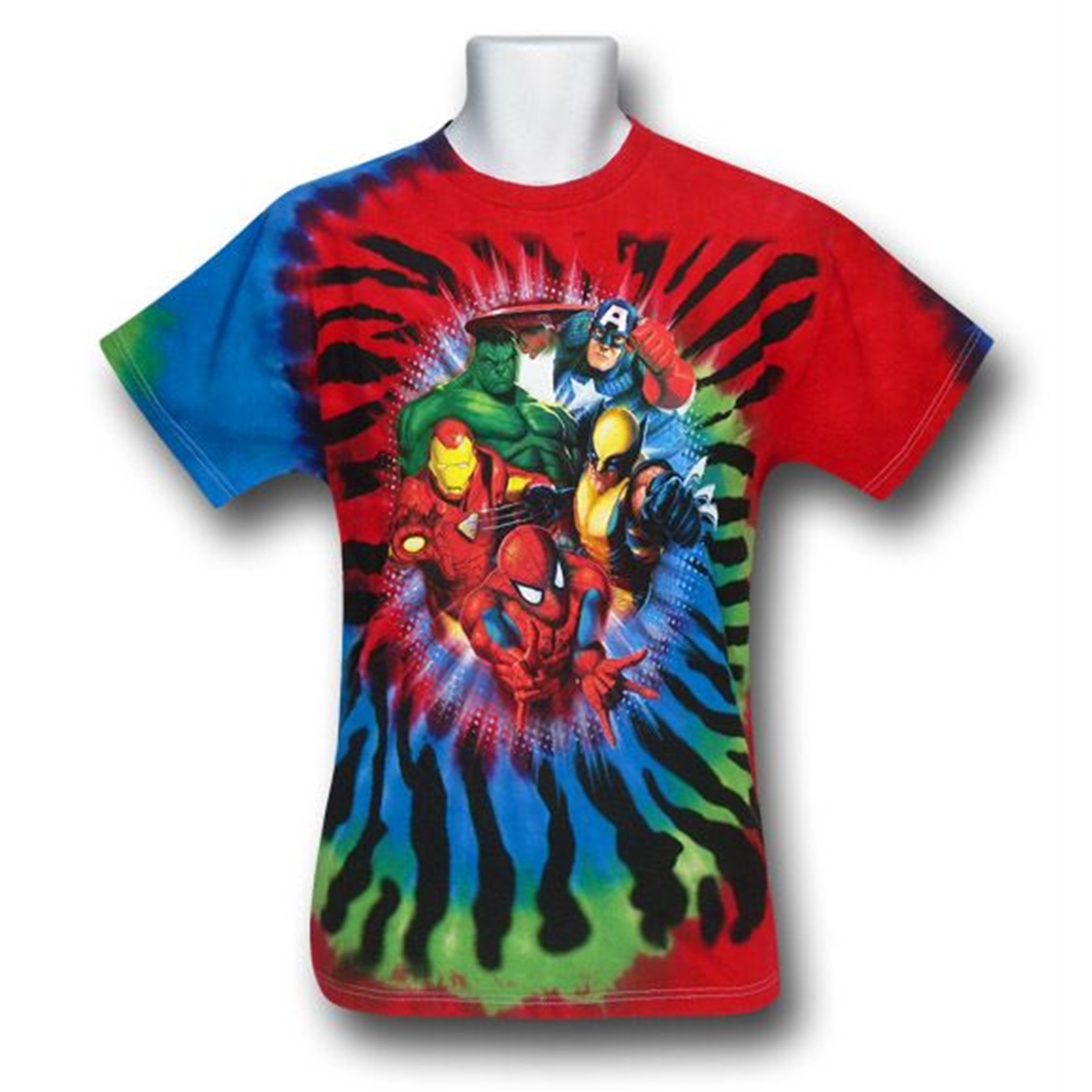 Marvel Spiral Tie Dye Burst T-Shirt, Black