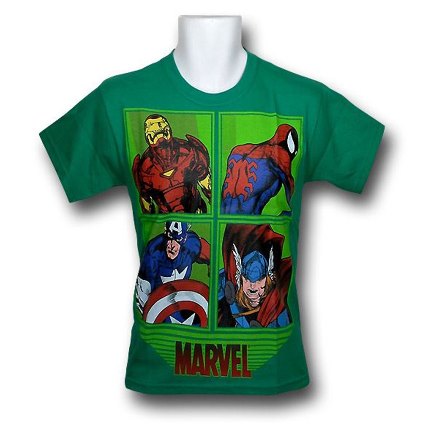 Marvel Heroes Youth 4 Square T-Shirt, Green