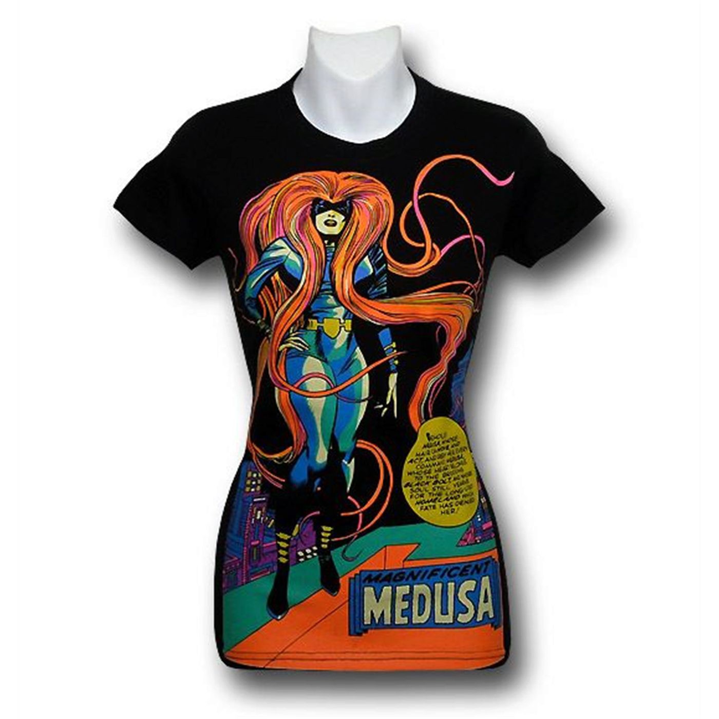 Medusa Junior Womens Blacklight T-Shirt, Black