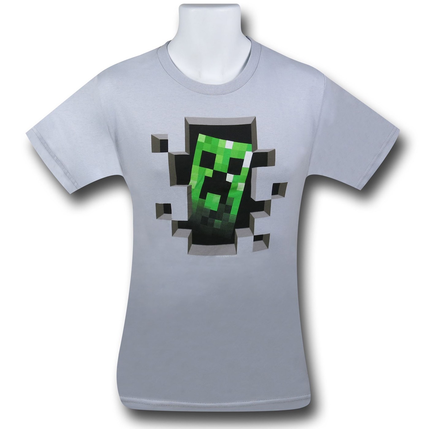 Minecraft Creeper Inside Youth T-Shirt, Grey
