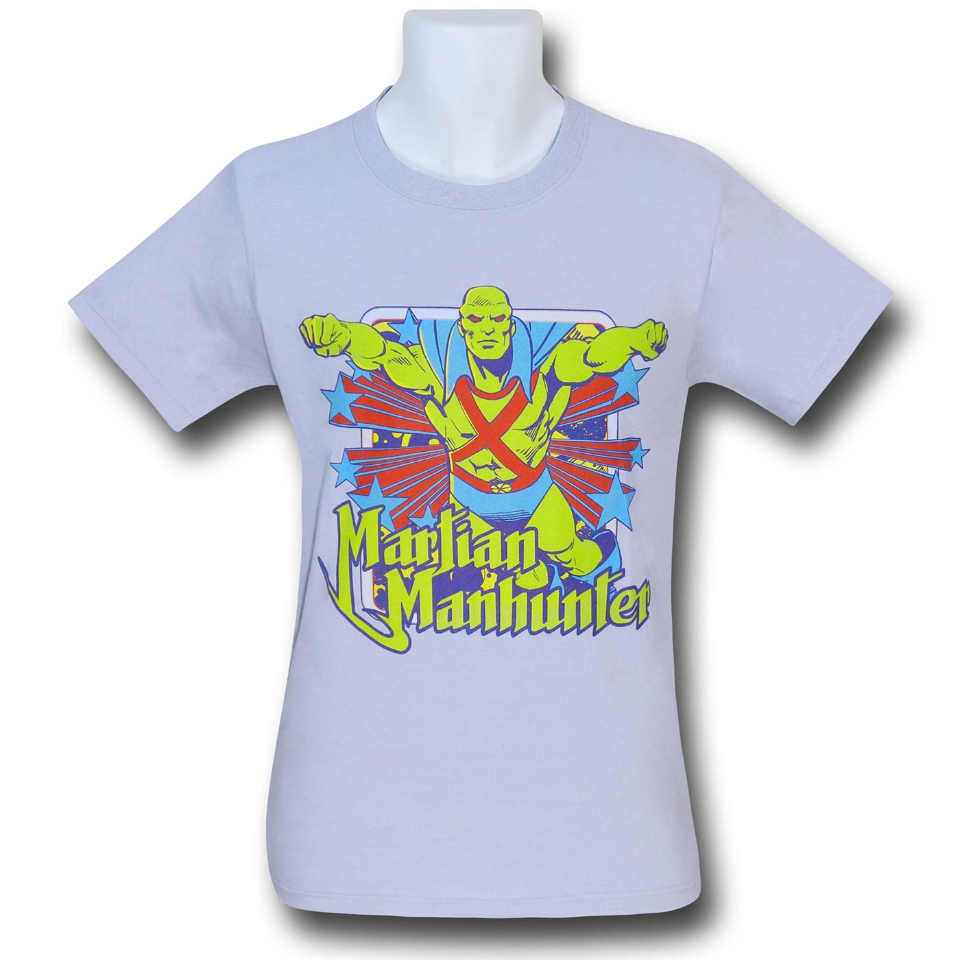 Martian Manhunter Stars Silver T-Shirt, Grey
