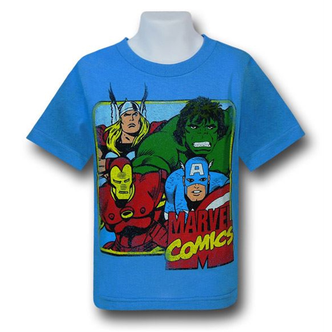 Marvel Four Heroes One Square Kids T-Shirt, Blue