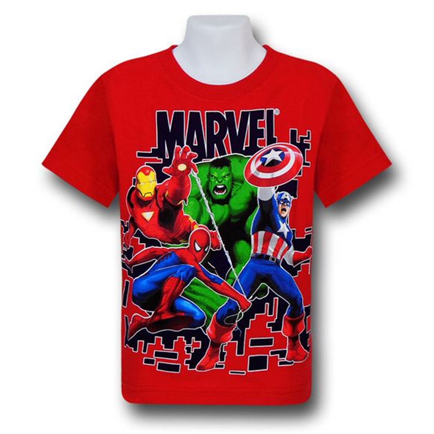 Marvel Heroes In Action Kids Red T-Shirt, Red