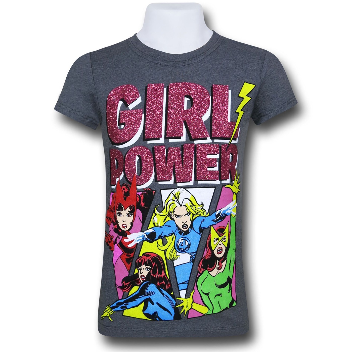 Marvel Action Power Girls Kids T-Shirt, Grey
