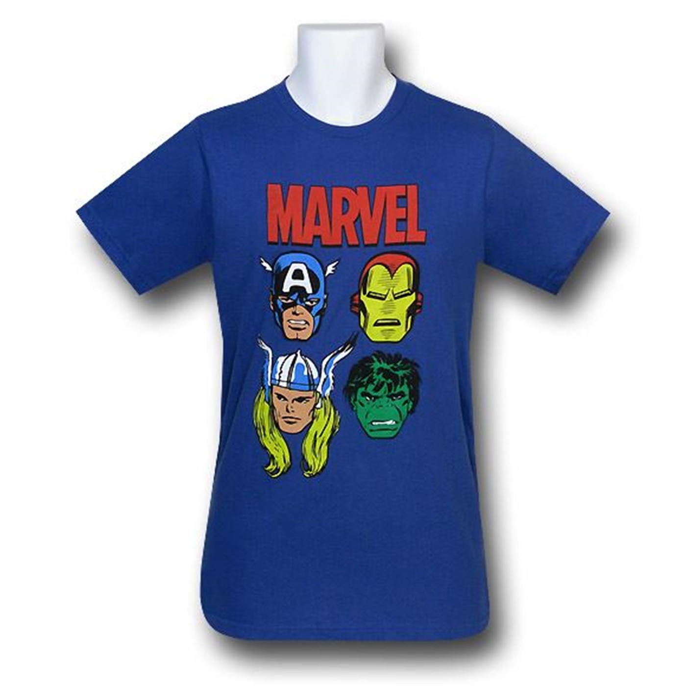 Marvel Avengers Heads 30 Single T-Shirt, Blue