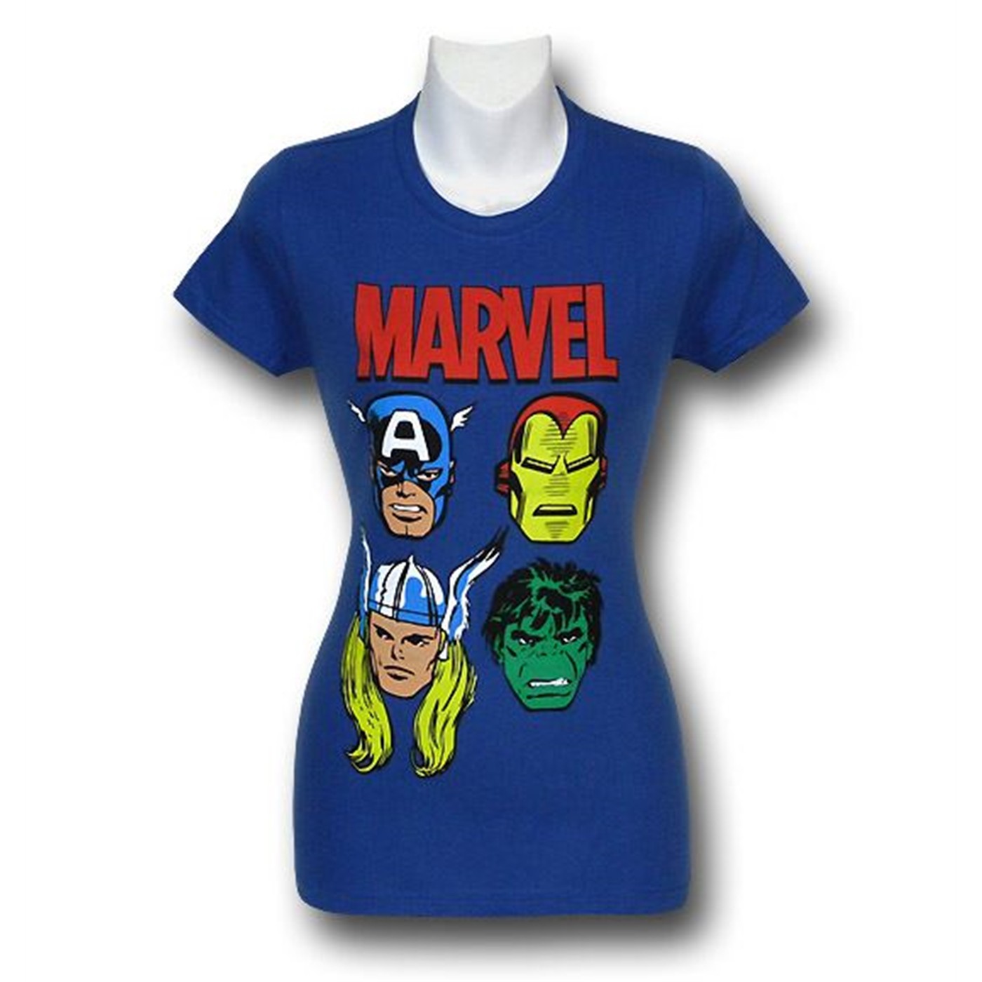 Marvel Avengers Heads Women's T-Shirt, Blue