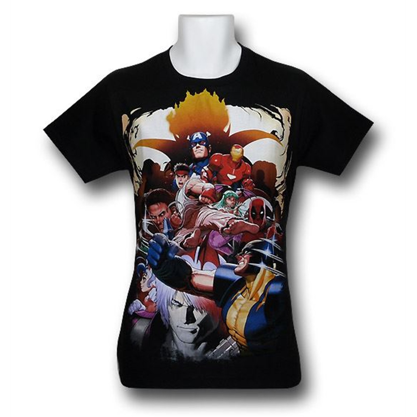 Marvel Vs Capcom Huge Group 30 Single T-Shirt, Black