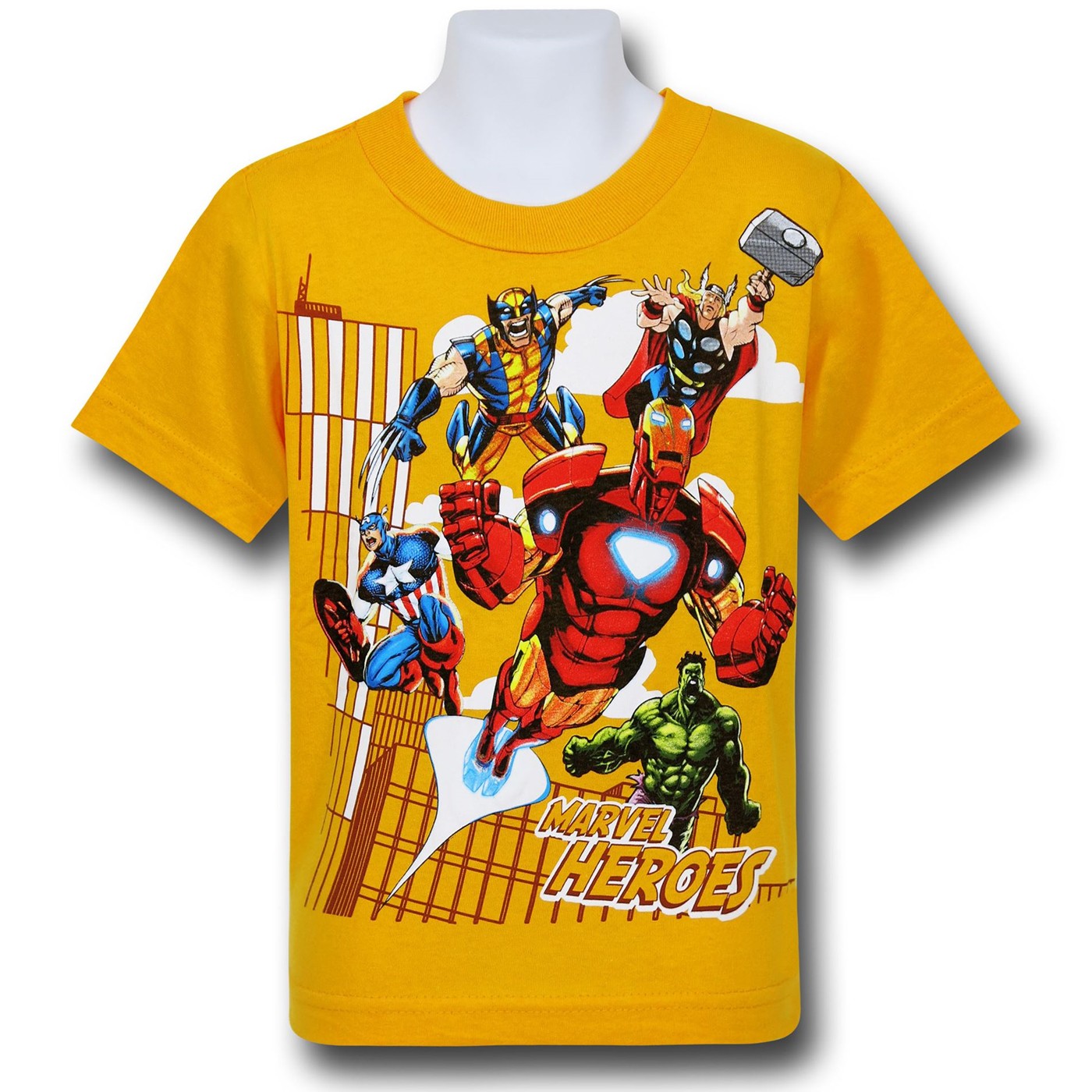 Marvel Heroes Clean-Up Crew Kids T-Shirt, Yellow