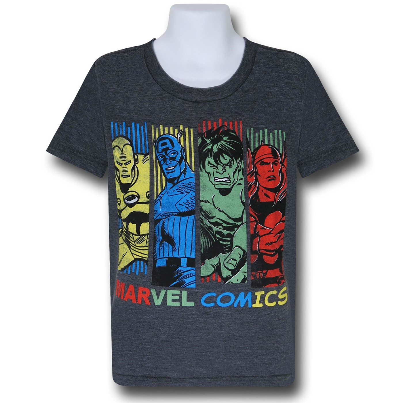 Marvel Comics Retro Bars Kids T-Shirt, Grey