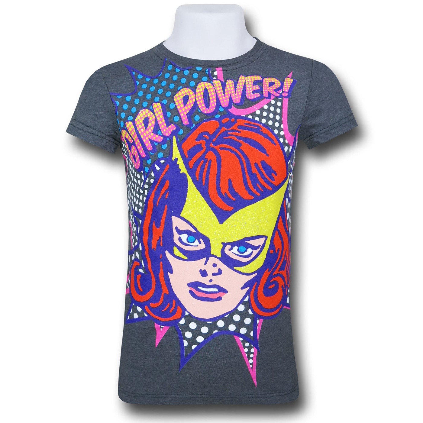 Marvel Girl Glitter Power Girls Kids T-Shirt, Grey