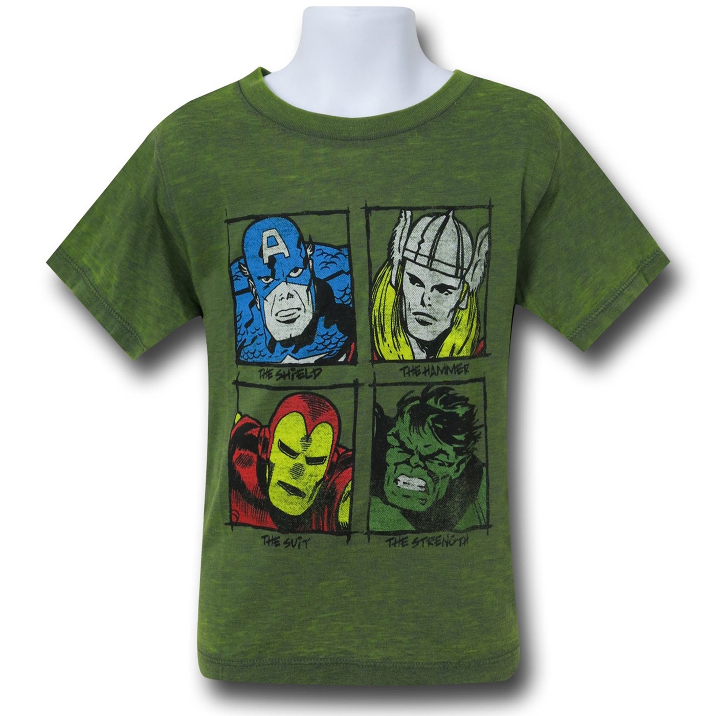 Marvel Heroes Green Blocks Kids T-Shirt, Green