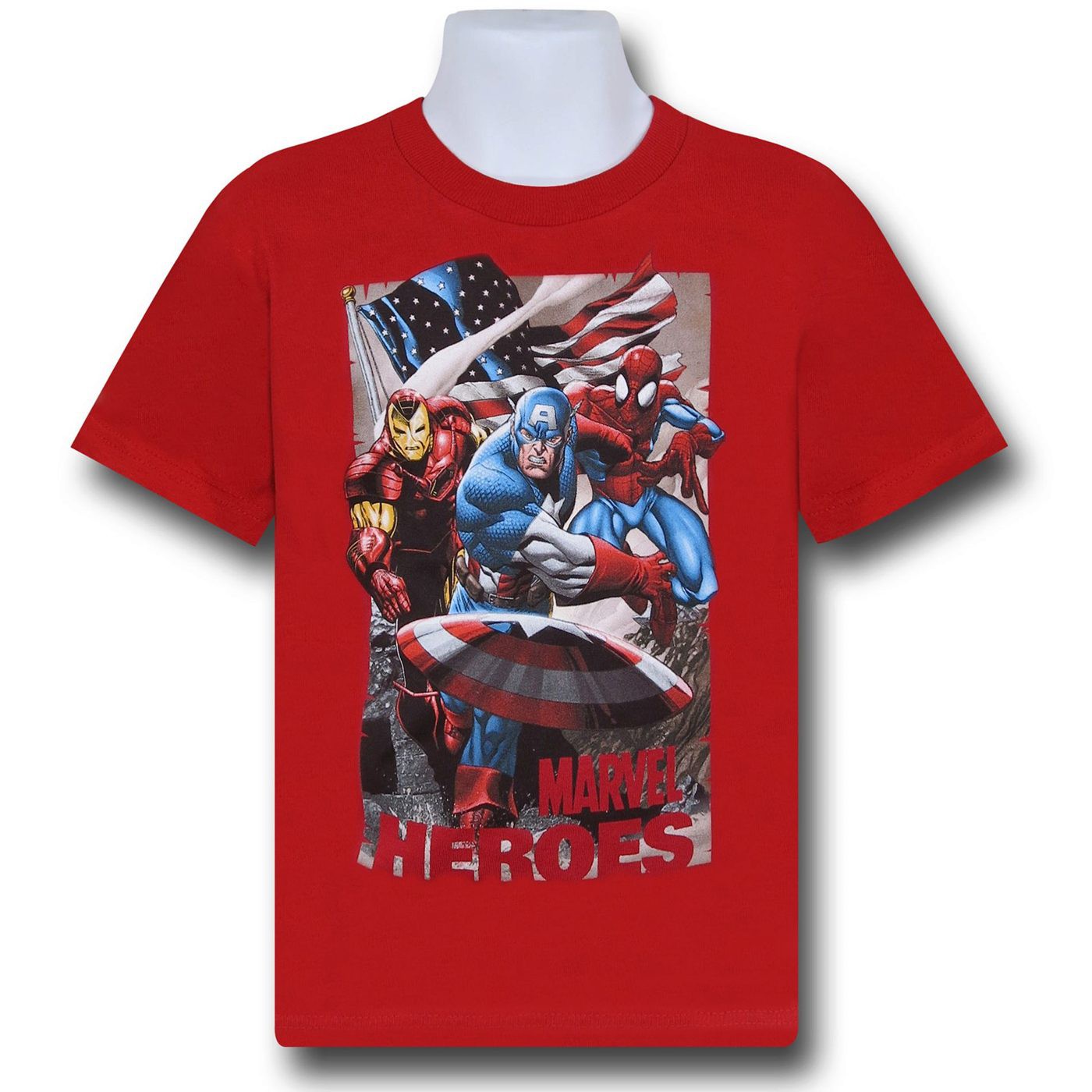 Marvel Heroes Hero Group Red Kids T-Shirt, Red