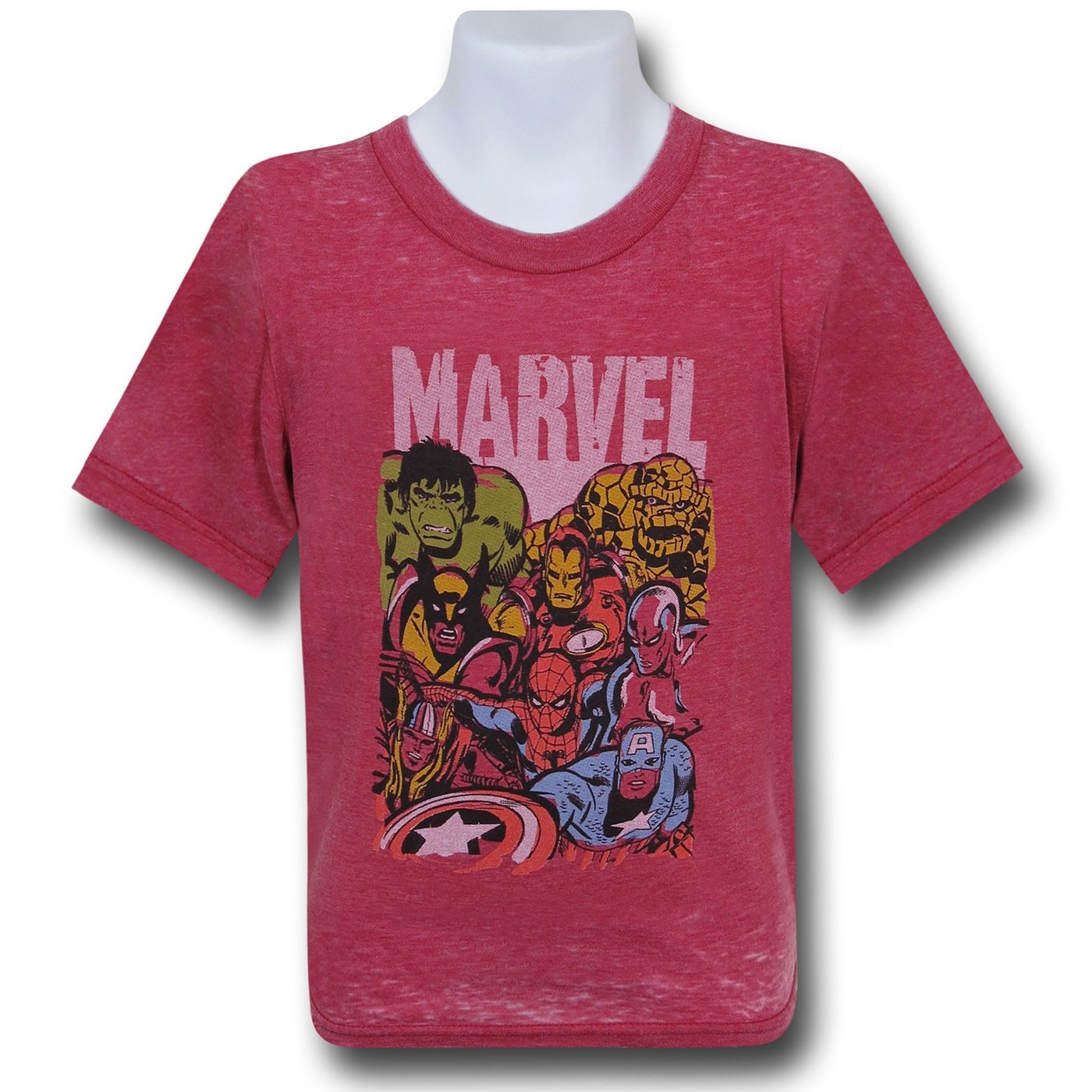Marvel Heroes Hero Collage Red Kids T-Shirt, Red