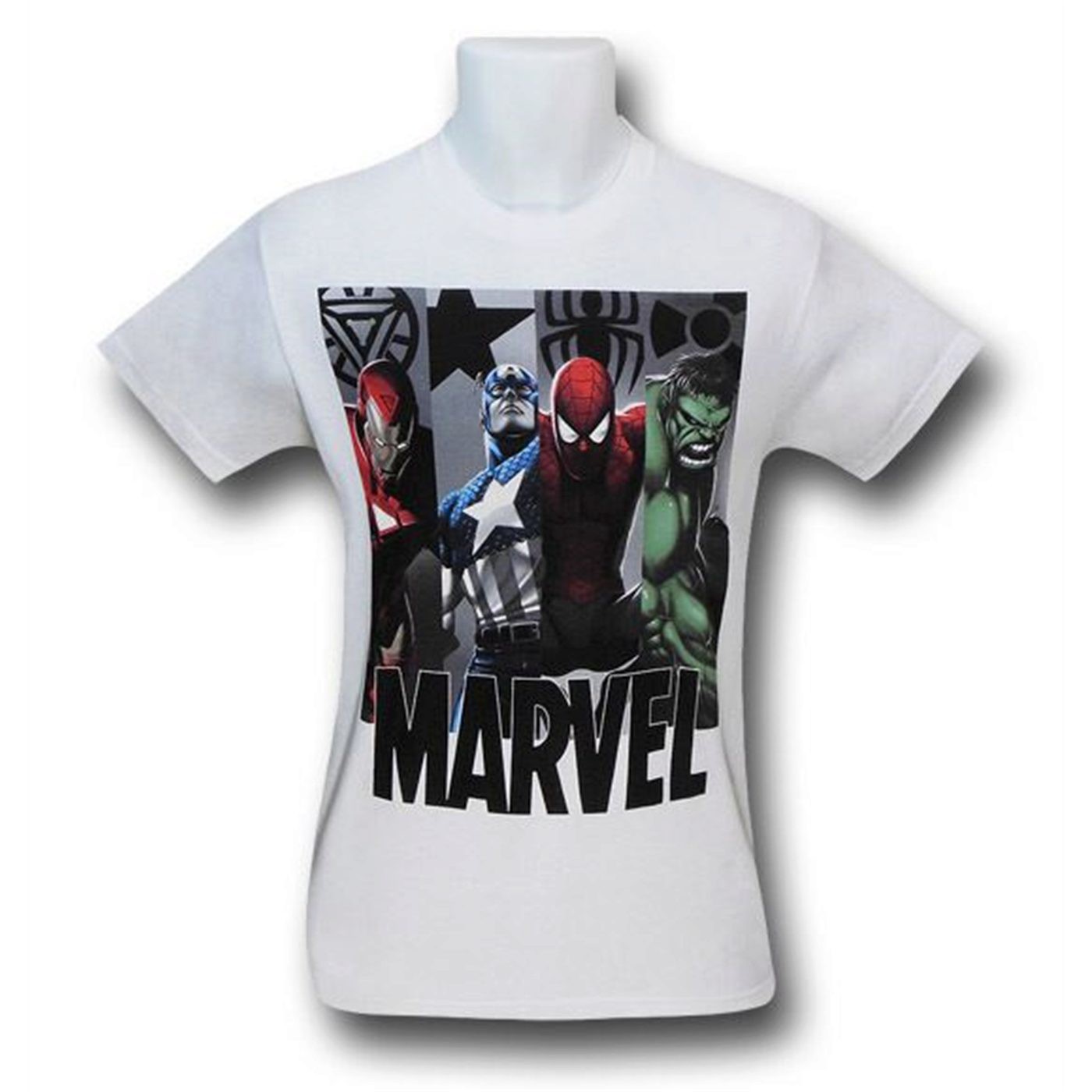 Marvel Four Heroes and Symbols White T-Shirt, White