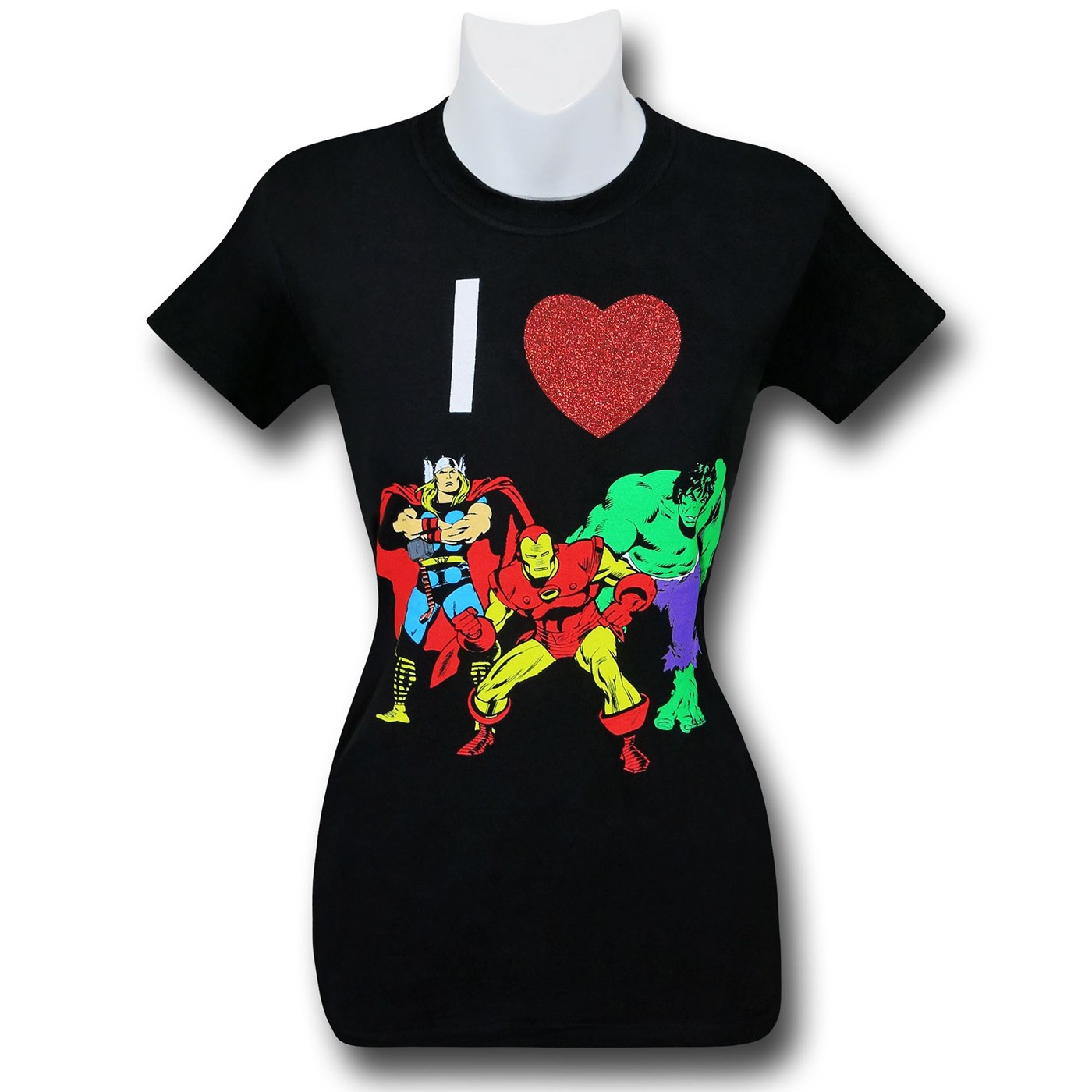 Marvel I Heart Avengers Women's T-Shirt, Black