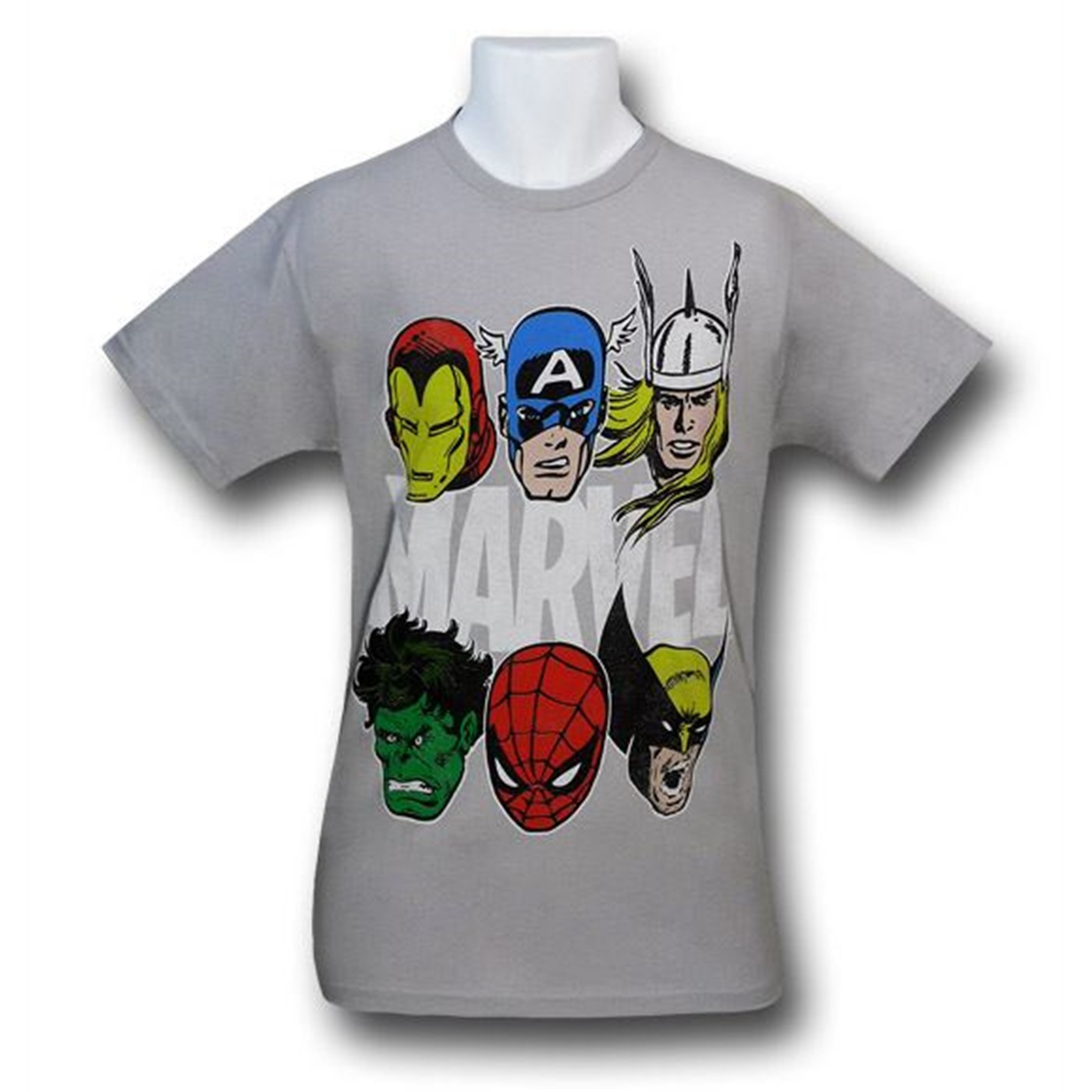 Marvel Heroes Kids Six Heads Grey T-Shirt, Grey