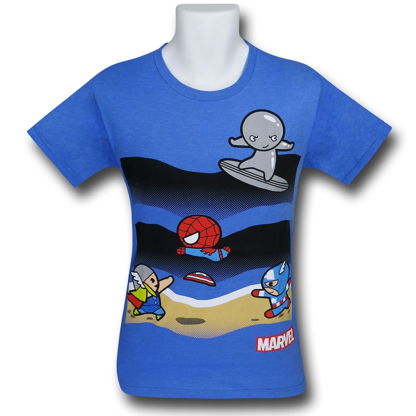 Marvel Kawaii Beach 30 Single T-Shirt, Blue