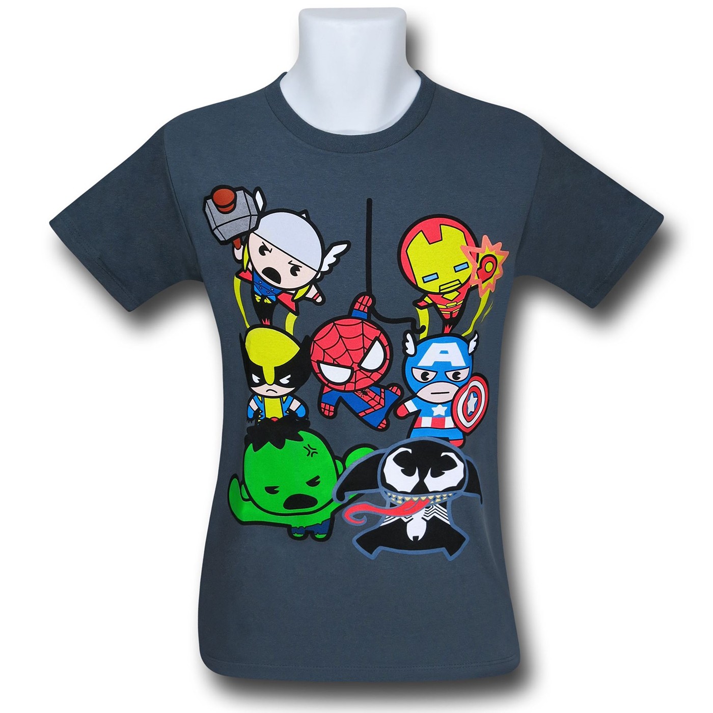 Marvel Kawaii Posse 30 Single T-Shirt, Grey