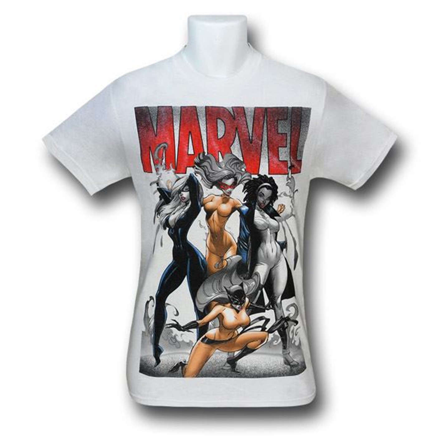 Marvel Ladies On White T-Shirt, White