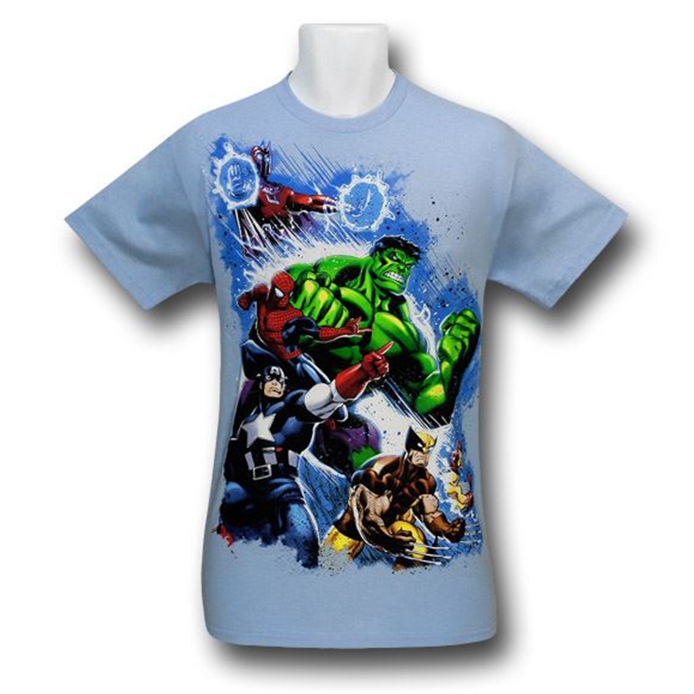 Magneto Backed Marvel Heroes Ed McGuinness T-Shirt, Blue