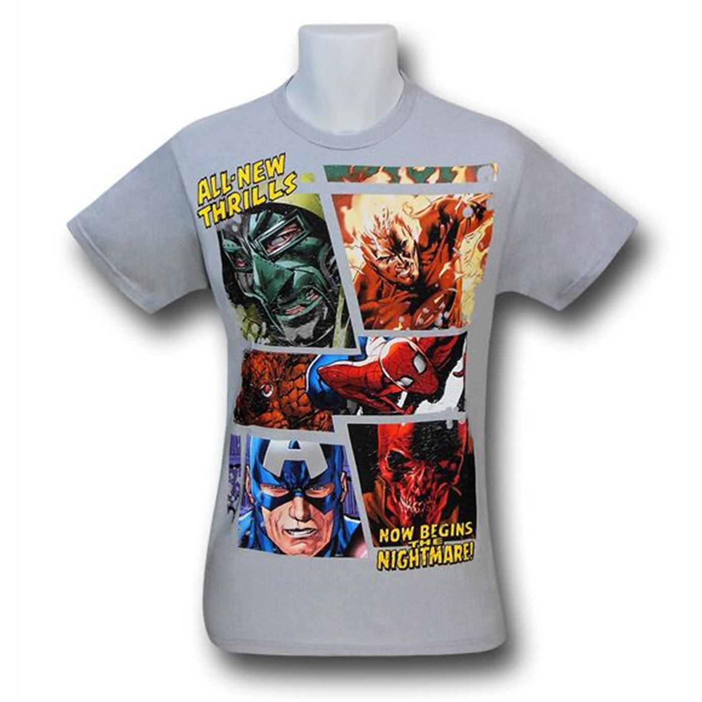 Marvel Nightmare Begins Silver T-Shirt, Grey