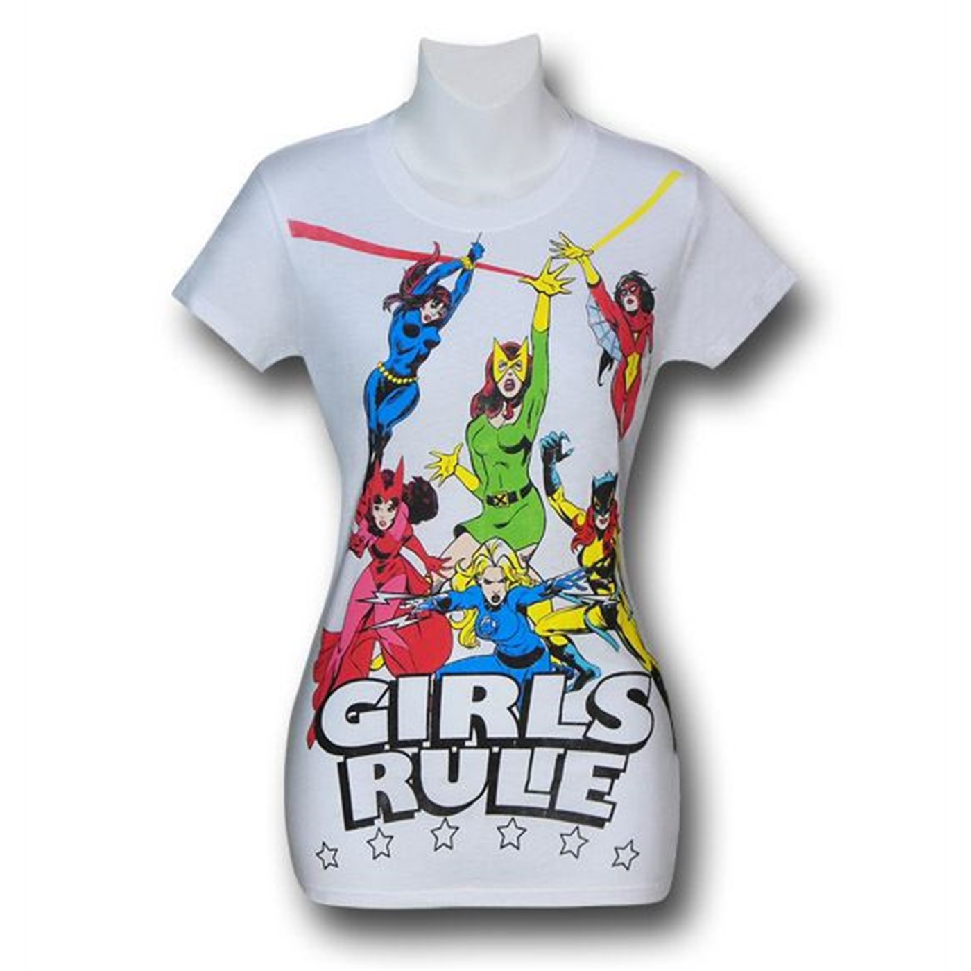 Marvel Retro Girls Rule Juniors T-Shirt, White
