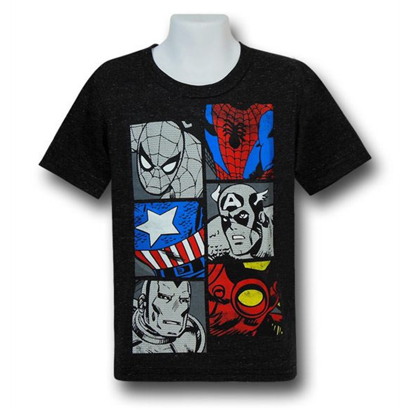 Marvel Slide Puzzle Kids Red Decco T-Shirt, Black