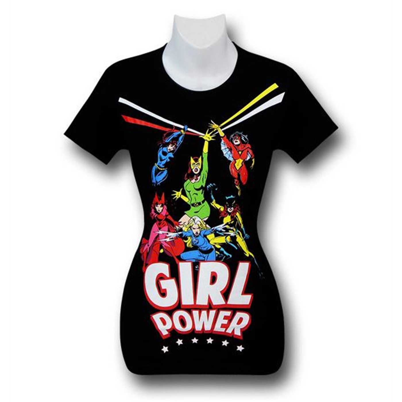 Marvel Girl Power Action Shot Women's T-Shirt, Black
