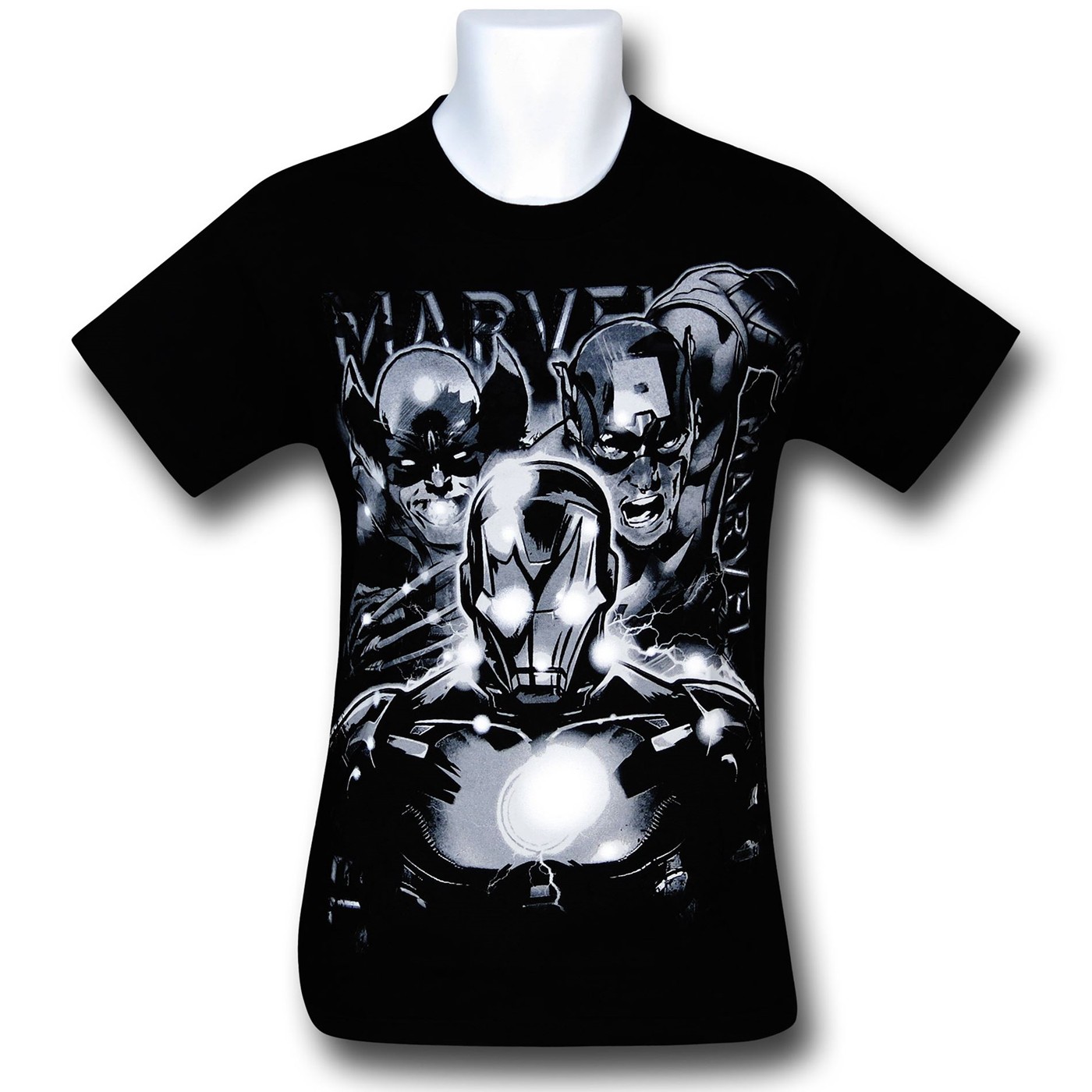 Marvel Heroic Trio Black T-Shirt, Black