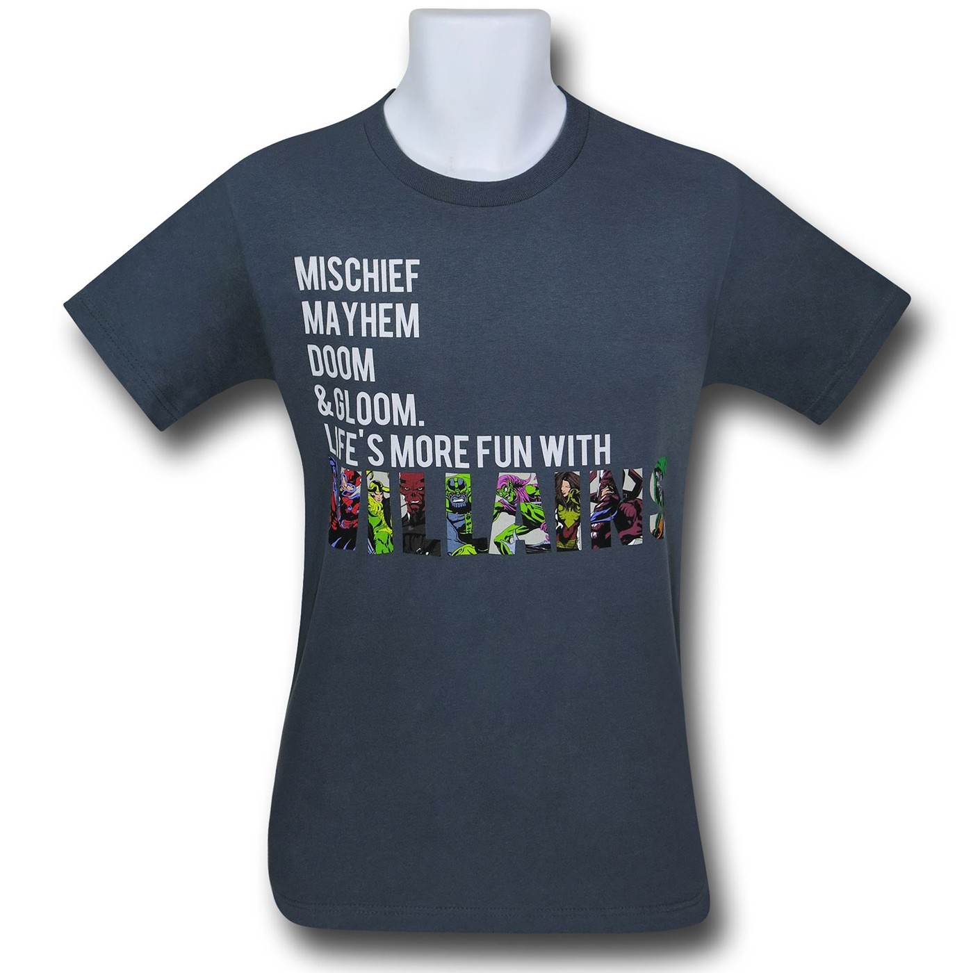 Marvel Fun With Villains 30 Single T-Shirt, Grey