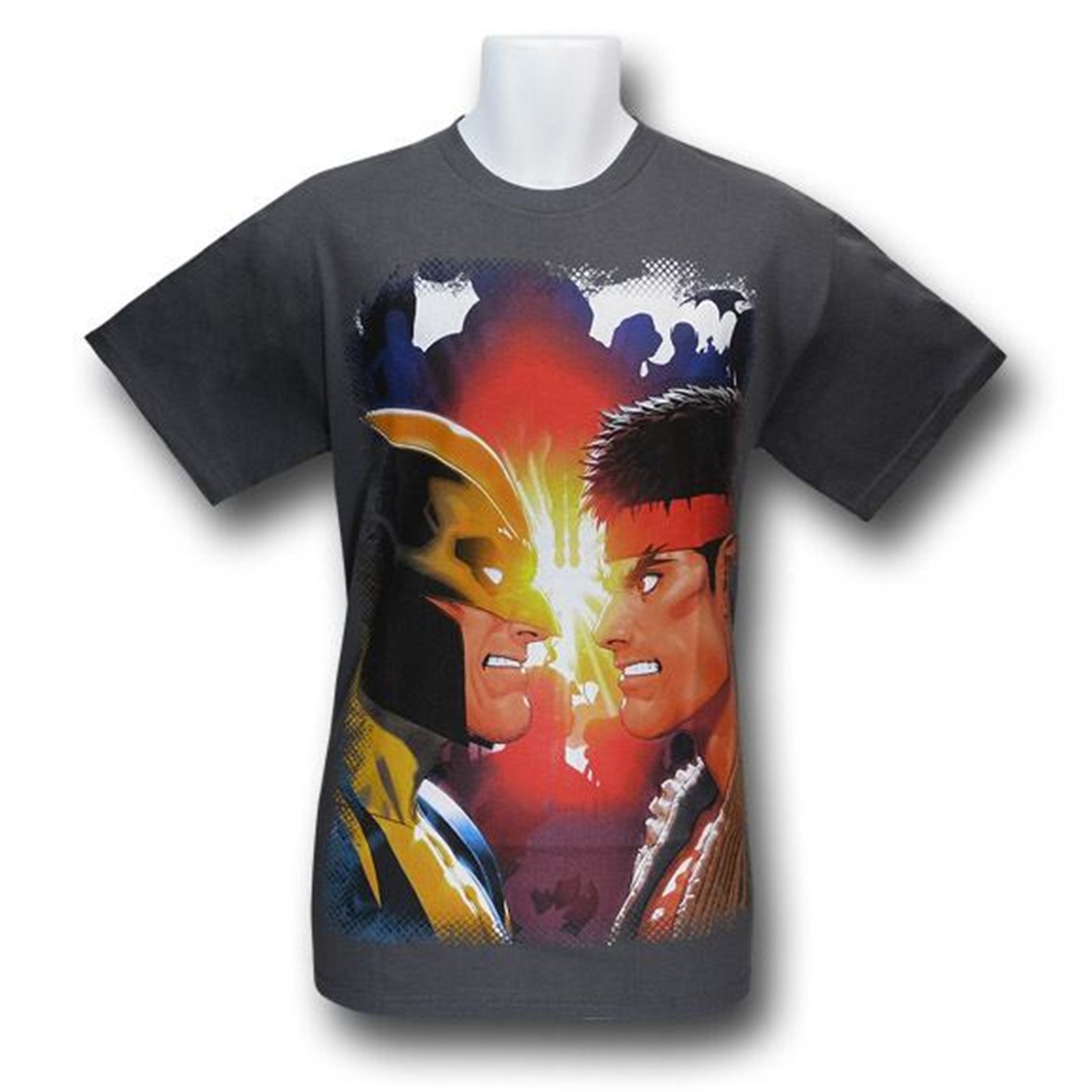 Marvel Streetfighter Wolverine Vs Ryu T-Shirt, Grey