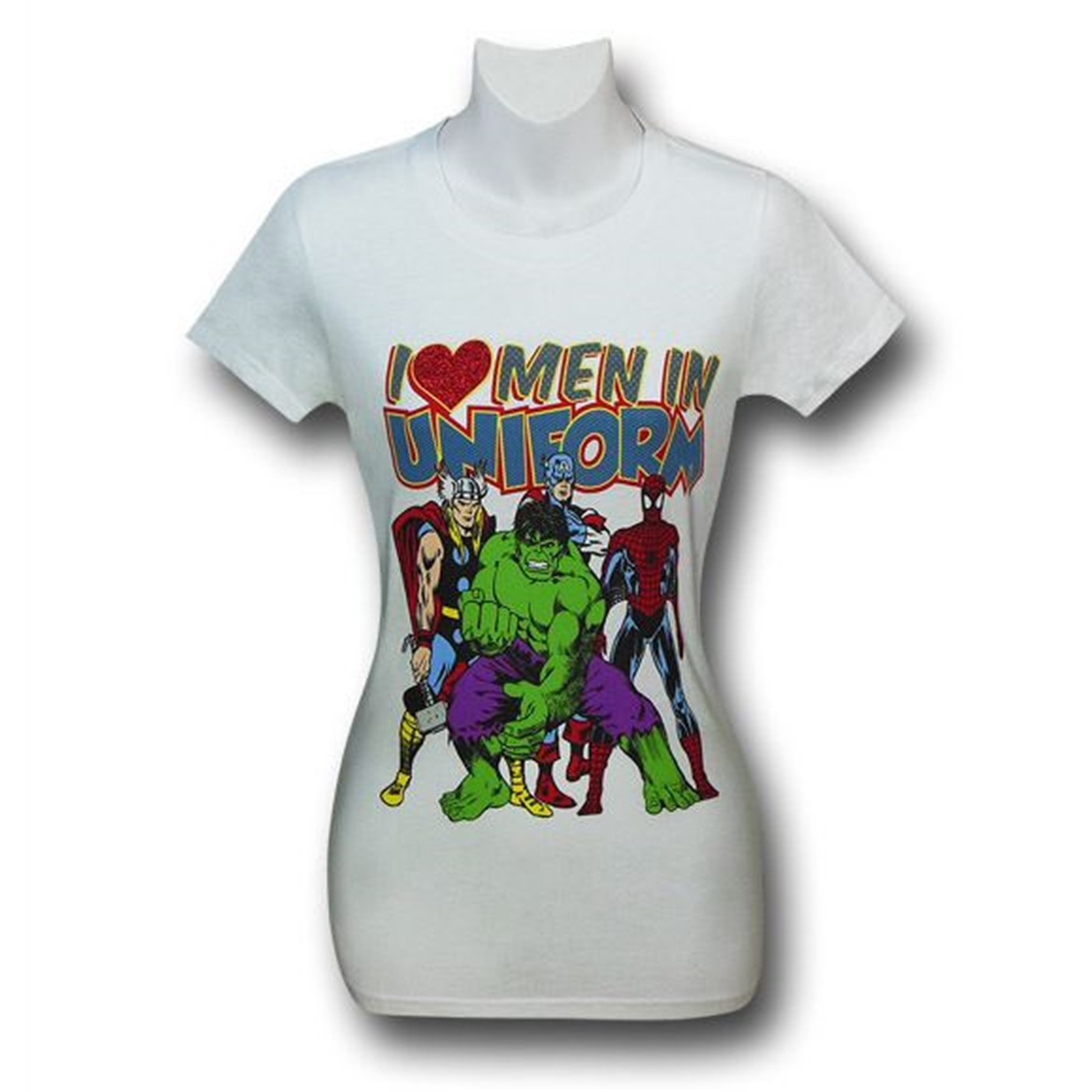 Marvel Men In Uniform Juniors White T-Shirt, White