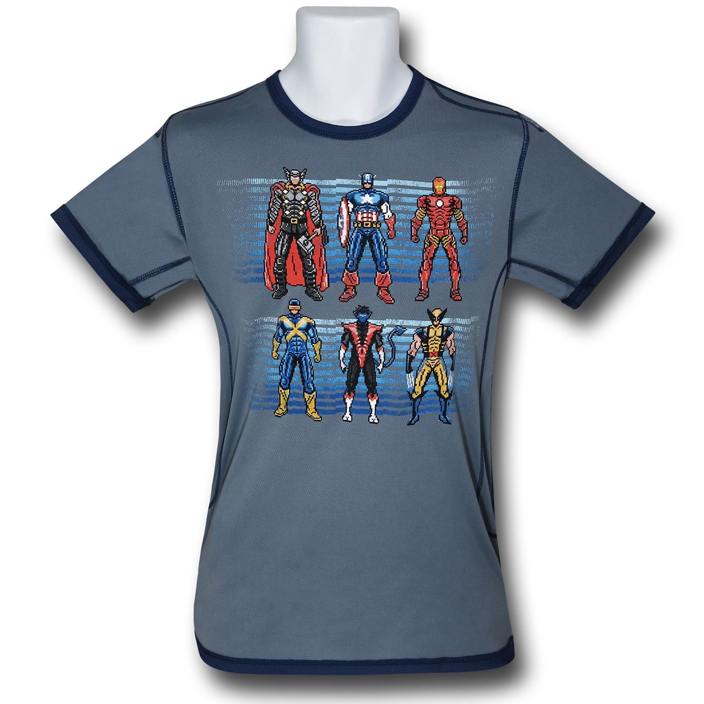 Marvel Pixel Heroes Polymesh Kids T-Shirt, Grey