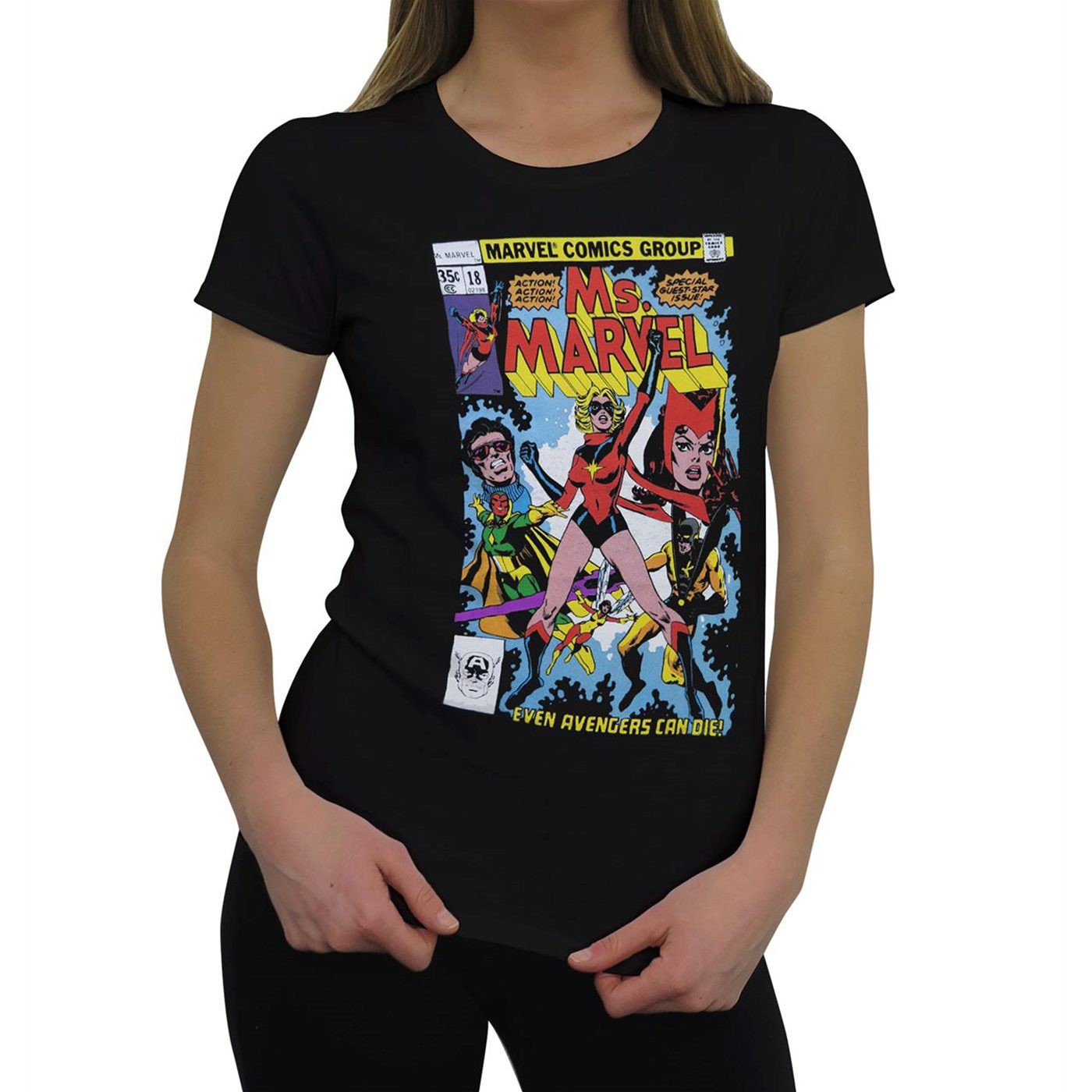 Ms. Marvel Even Avengers Can Die Women's T-Shirt, Black